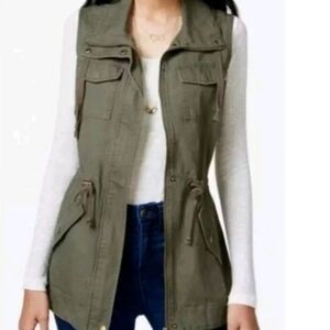 American Rag Olive Green Zip Up Utility Vest Women’s Size XS